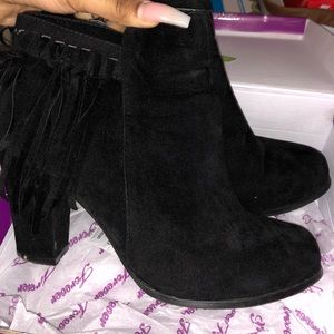Black Fringe Booties
